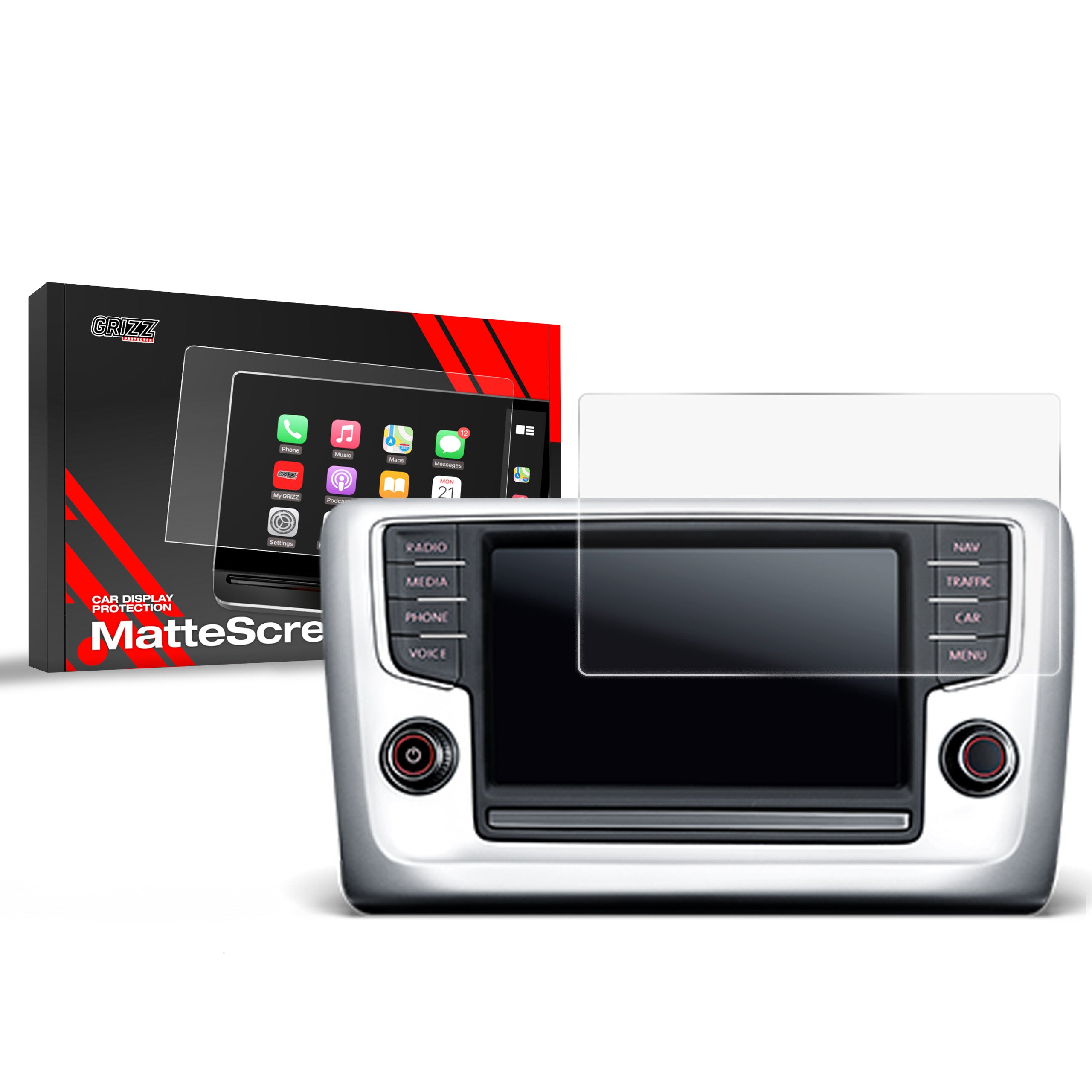 Matte Autodisplayfolie für Volkswagen Golf 6 Discover Media 2 gen. (2015-2017), Grizz Protector
