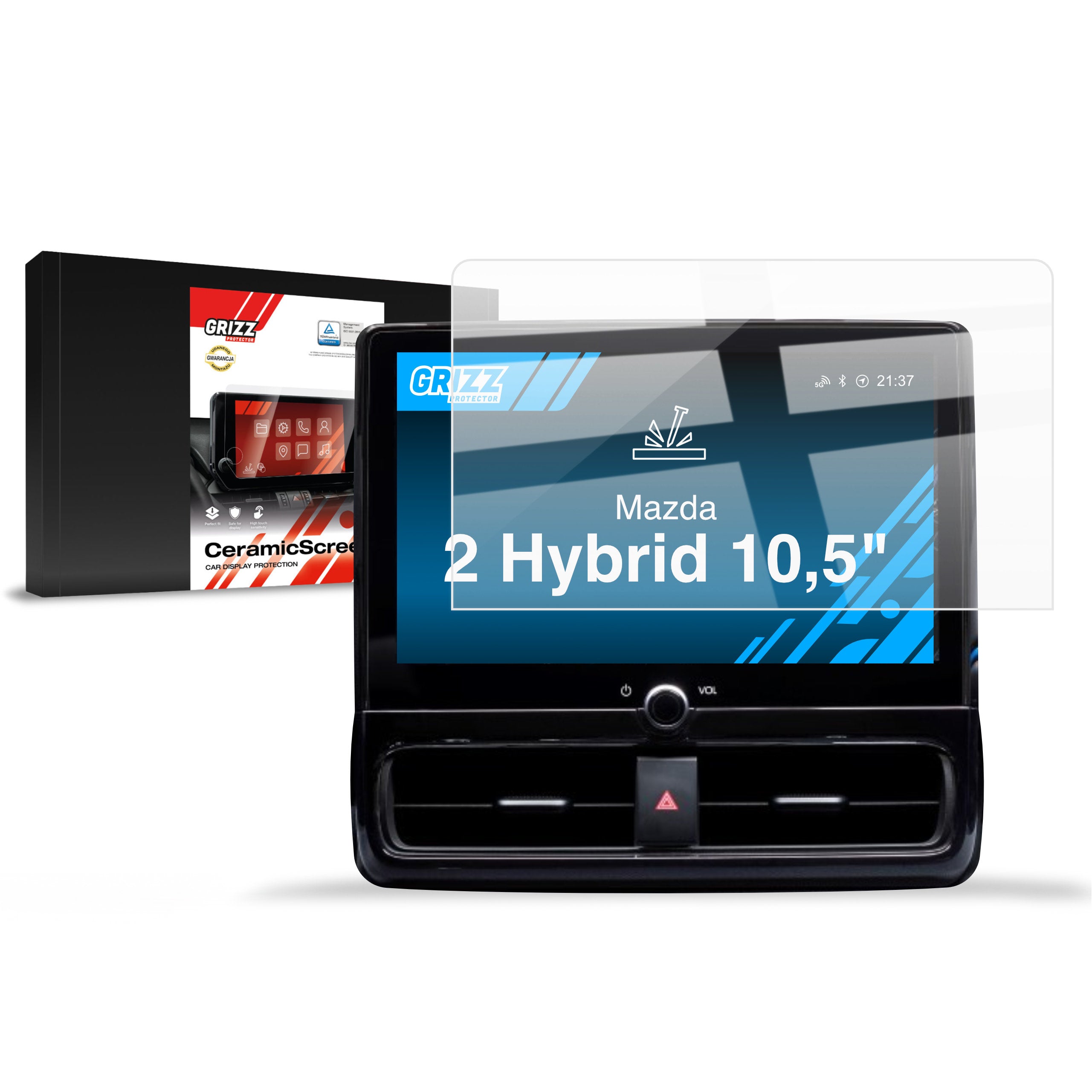 Keramische Autodisplayfolie für Mazda 2 Hybrid 10,5" (2022-2026), Grizz Protector