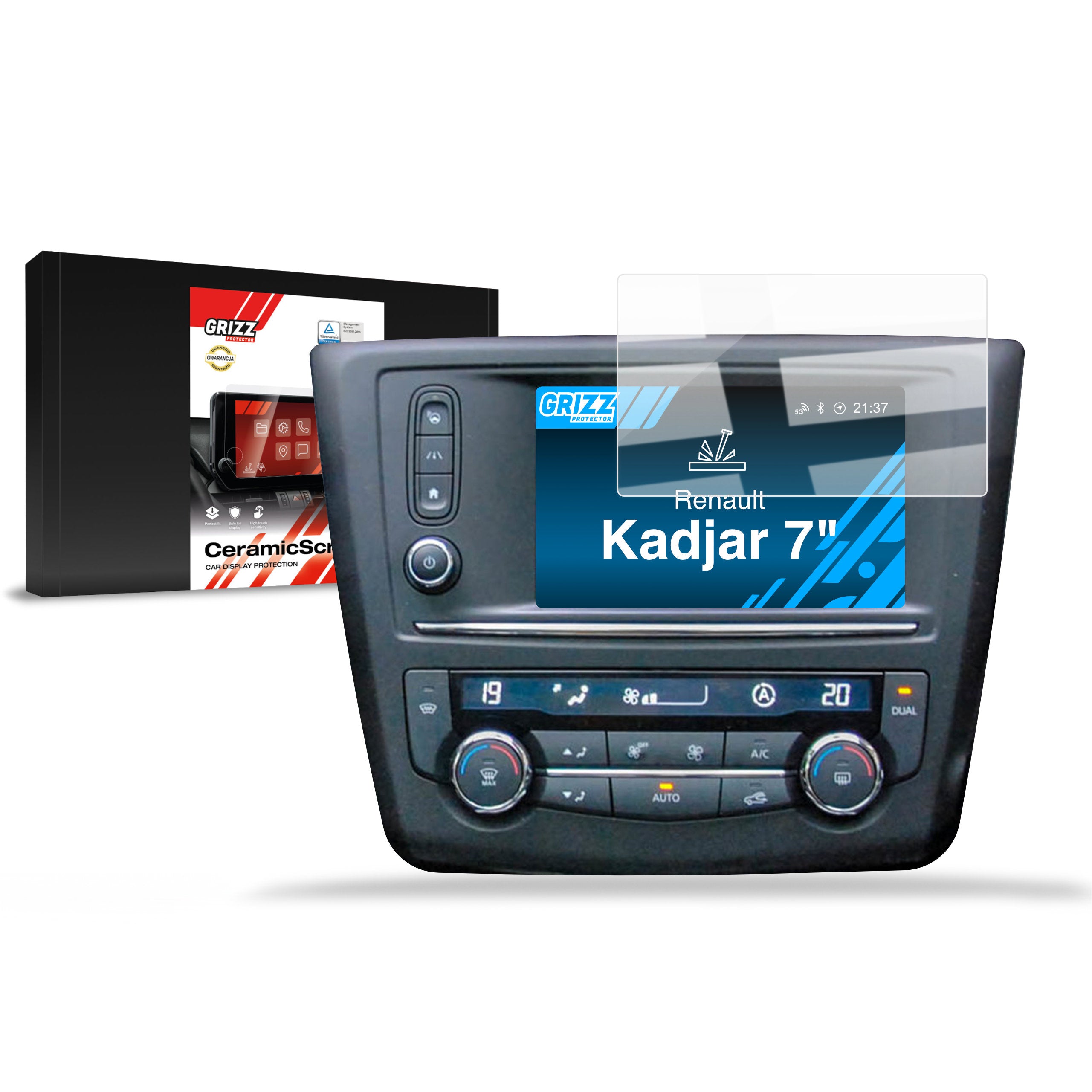 Keramische Autodisplayfolie für Renault Kadjar 7" (2016-2019), Grizz Protector