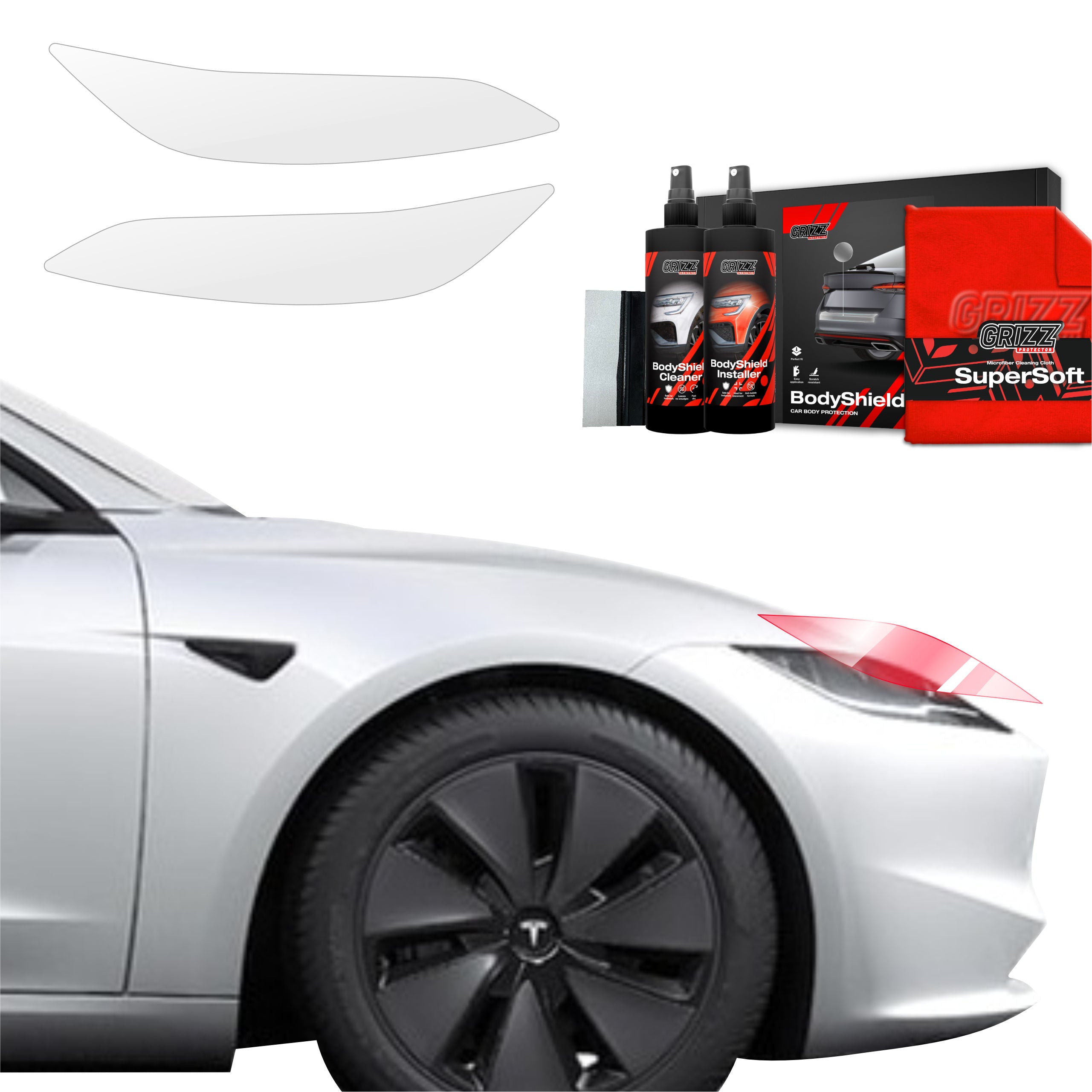 2in1 Schutzfolie Grizz Protector für Scheinwerfer - Tesla Model 3 (2021-2025)