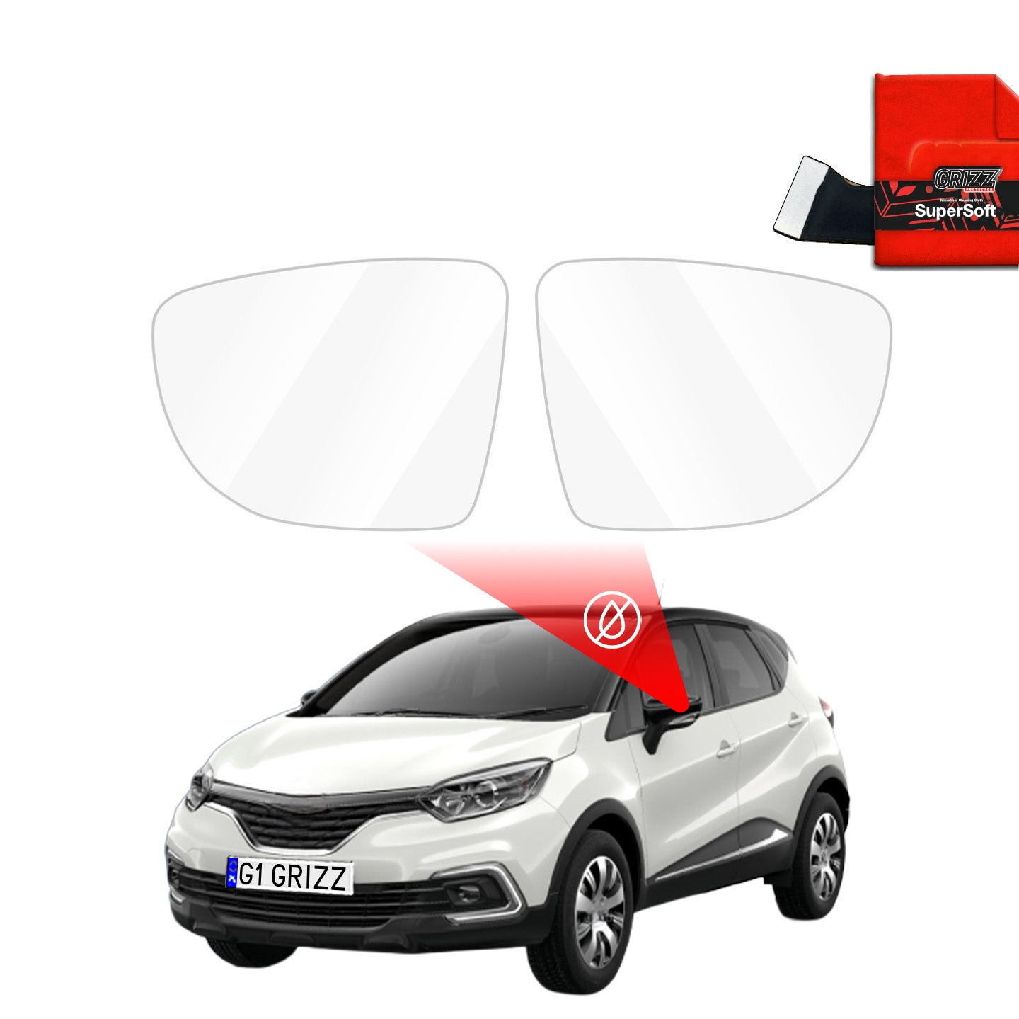 Regenschutzfolie Grizz Protector für Außenspiegel - Renault Captur (2013-2019)