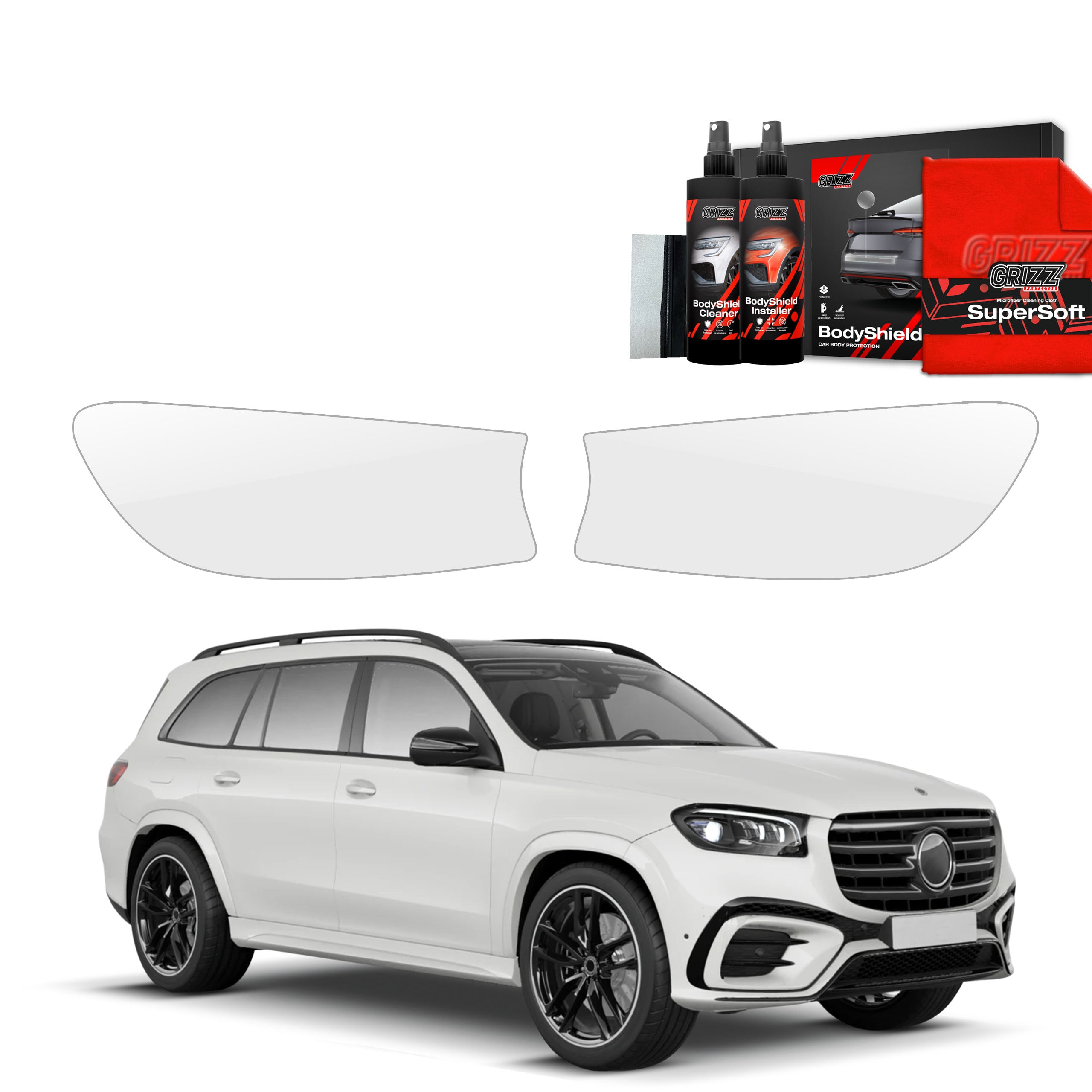 2in1 Schutzfolie Grizz Protector für Scheinwerfer - Mercedes GLS 450d (2023-2025)