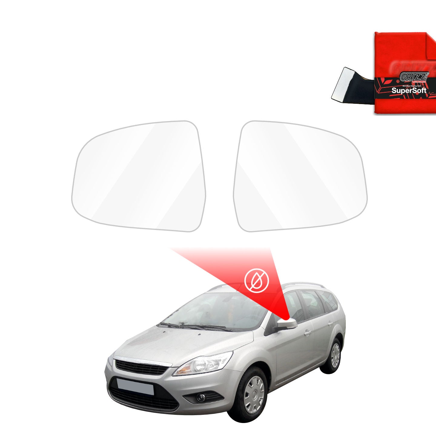 Regenschutzfolie Grizz Protector für Außenspiegel - Ford Focus Mk2 Kombi Facelifting (2007-2011)