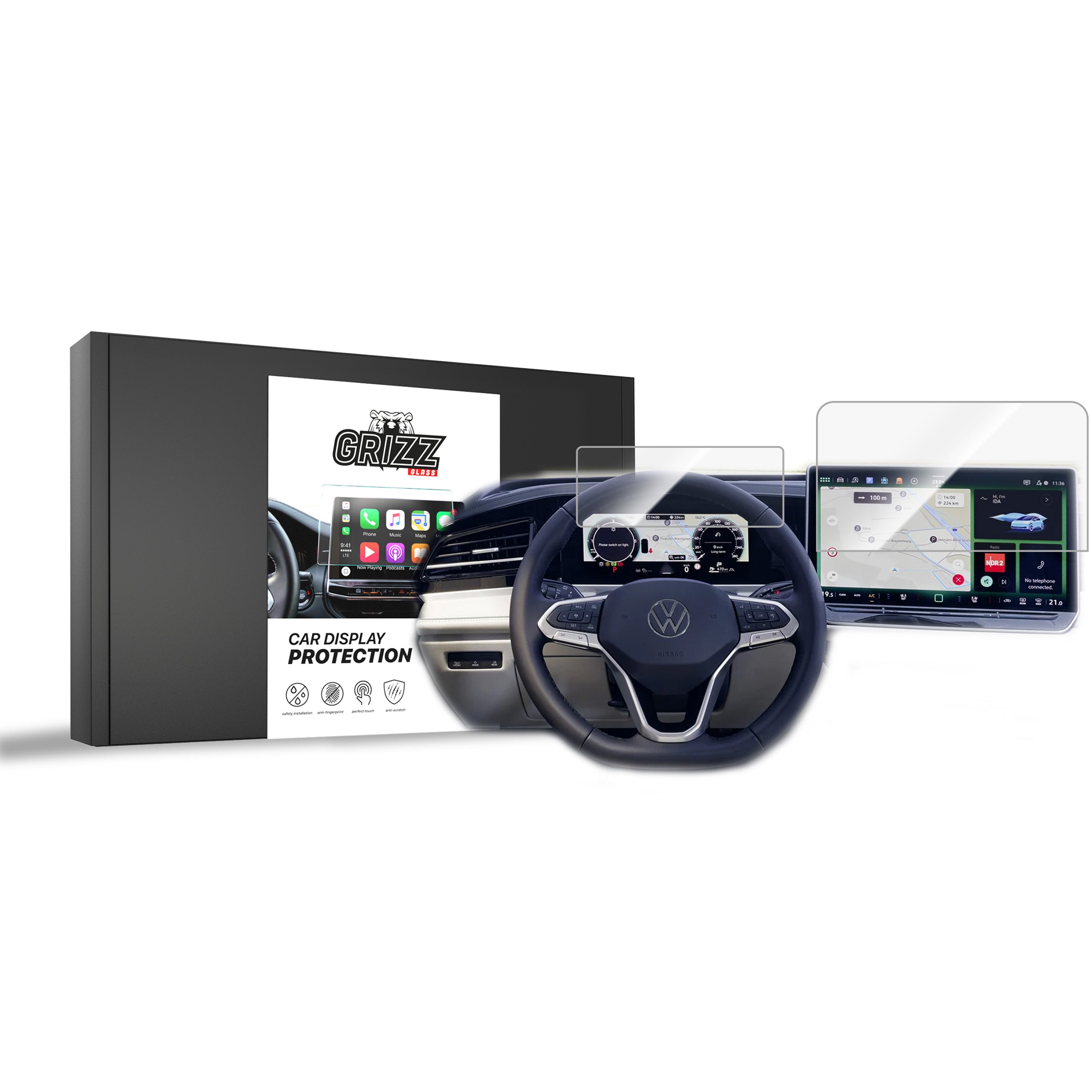 Keramische Autodisplayfolie 2in1 für Volkswagen Passat B9 15" (2024-2026), Grizz Protector