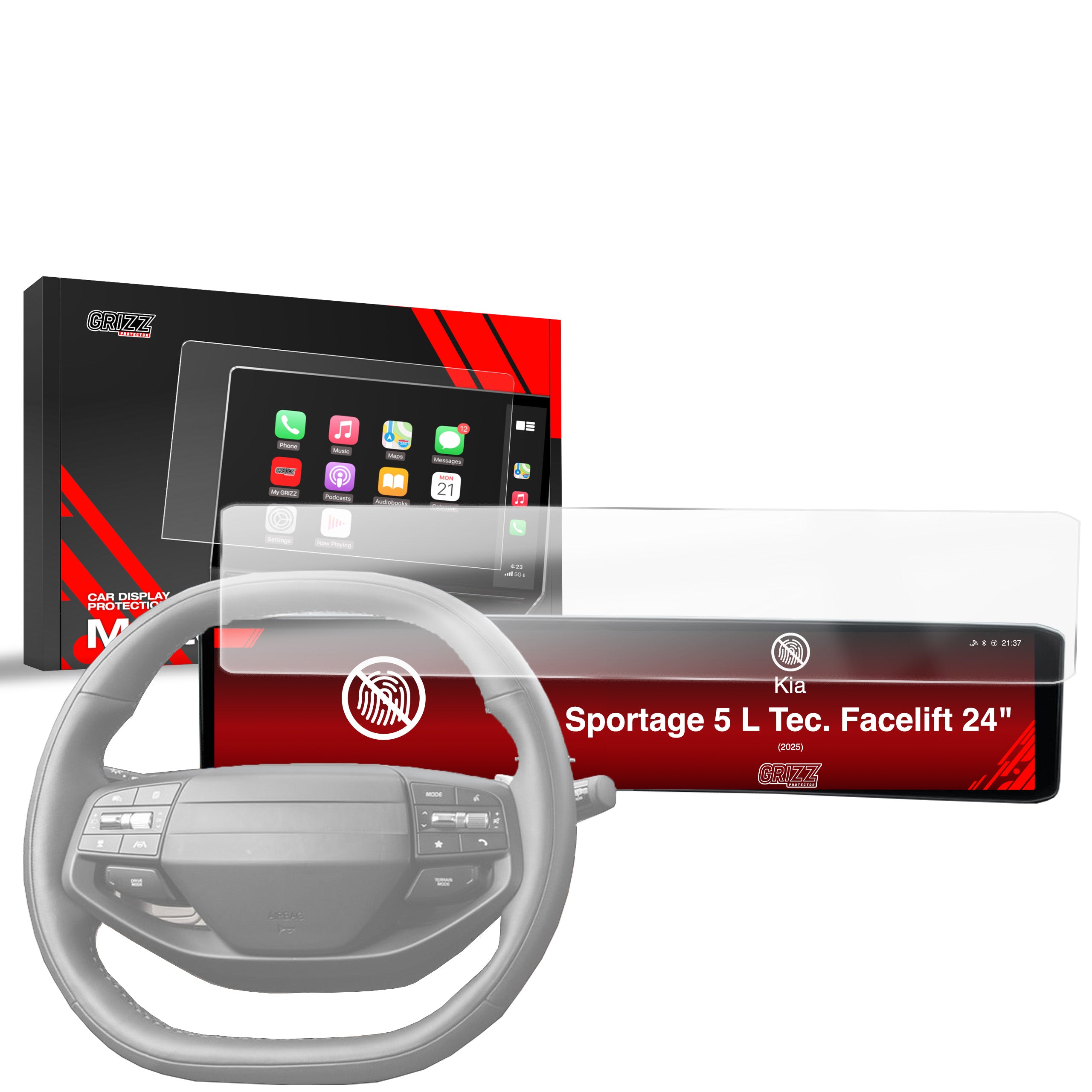 Matte Autodisplayfolie für Kia Sportage 5 L Tec. Facelift 24" (2025-2026), Grizz Protector