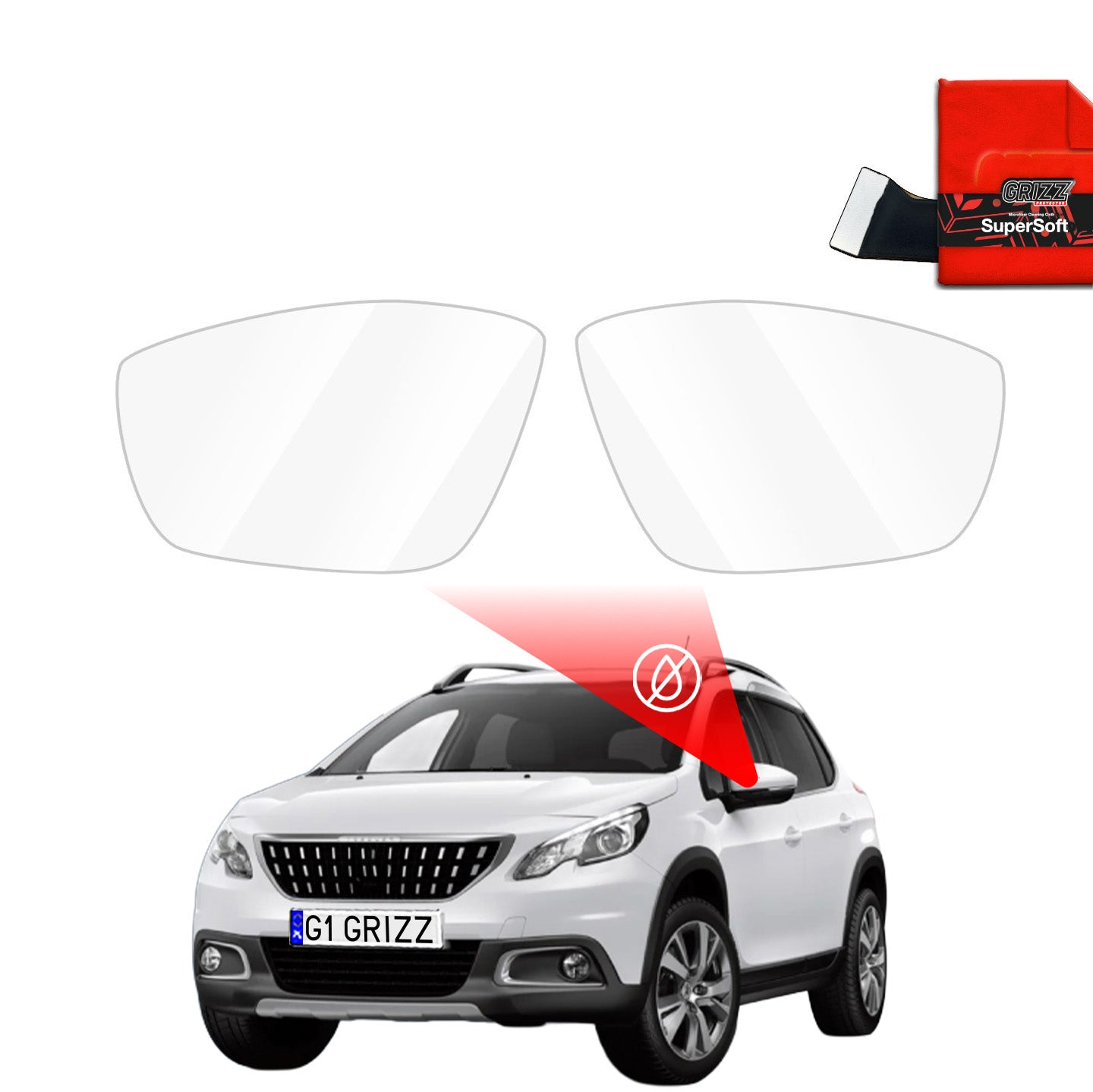 Regenschutzfolie Grizz Protector für Außenspiegel - Peugeot 2008 (2013-2019)