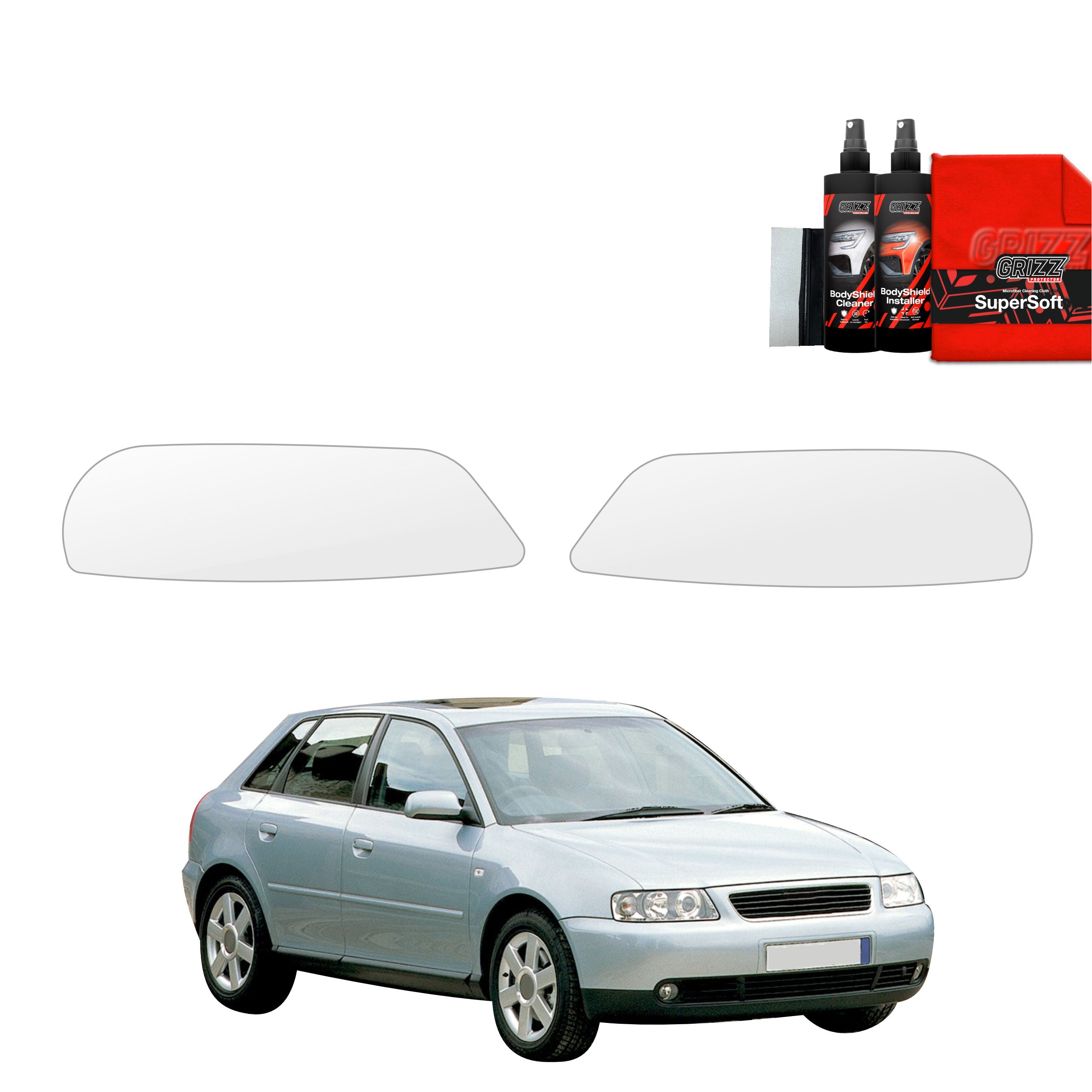 2in1 Schutzfolie Grizz Protector für Scheinwerfer - Audi A3 8L Hatchback 5D (1999-2003)