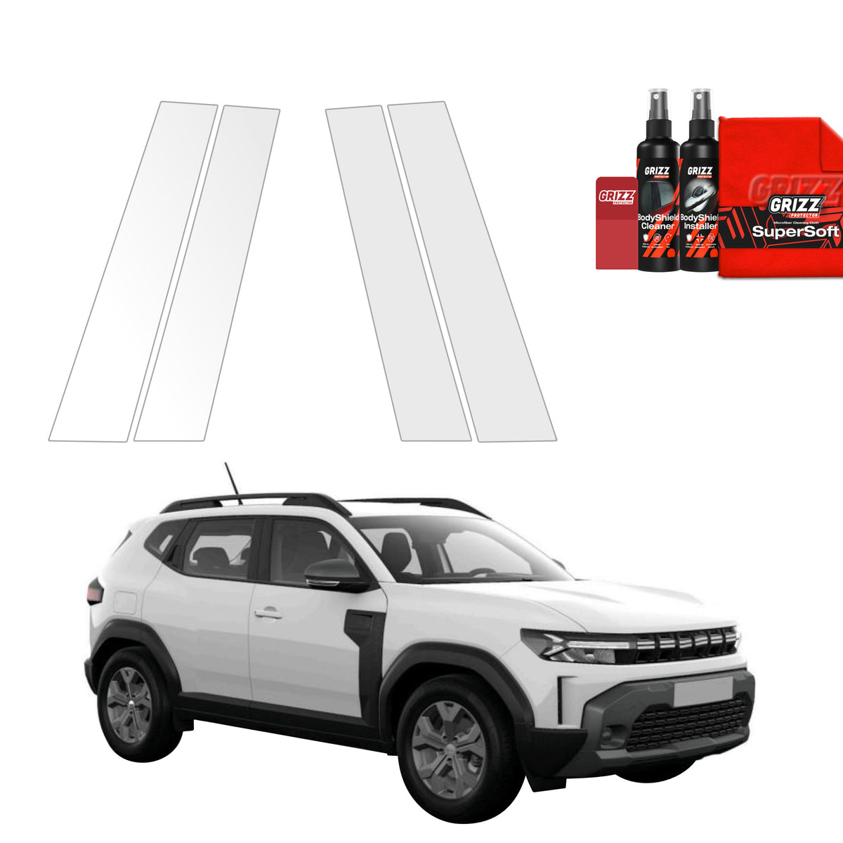 4in1 Schutzfolie Grizz Protector für B-Säule - Dacia Duster (2024-2026)