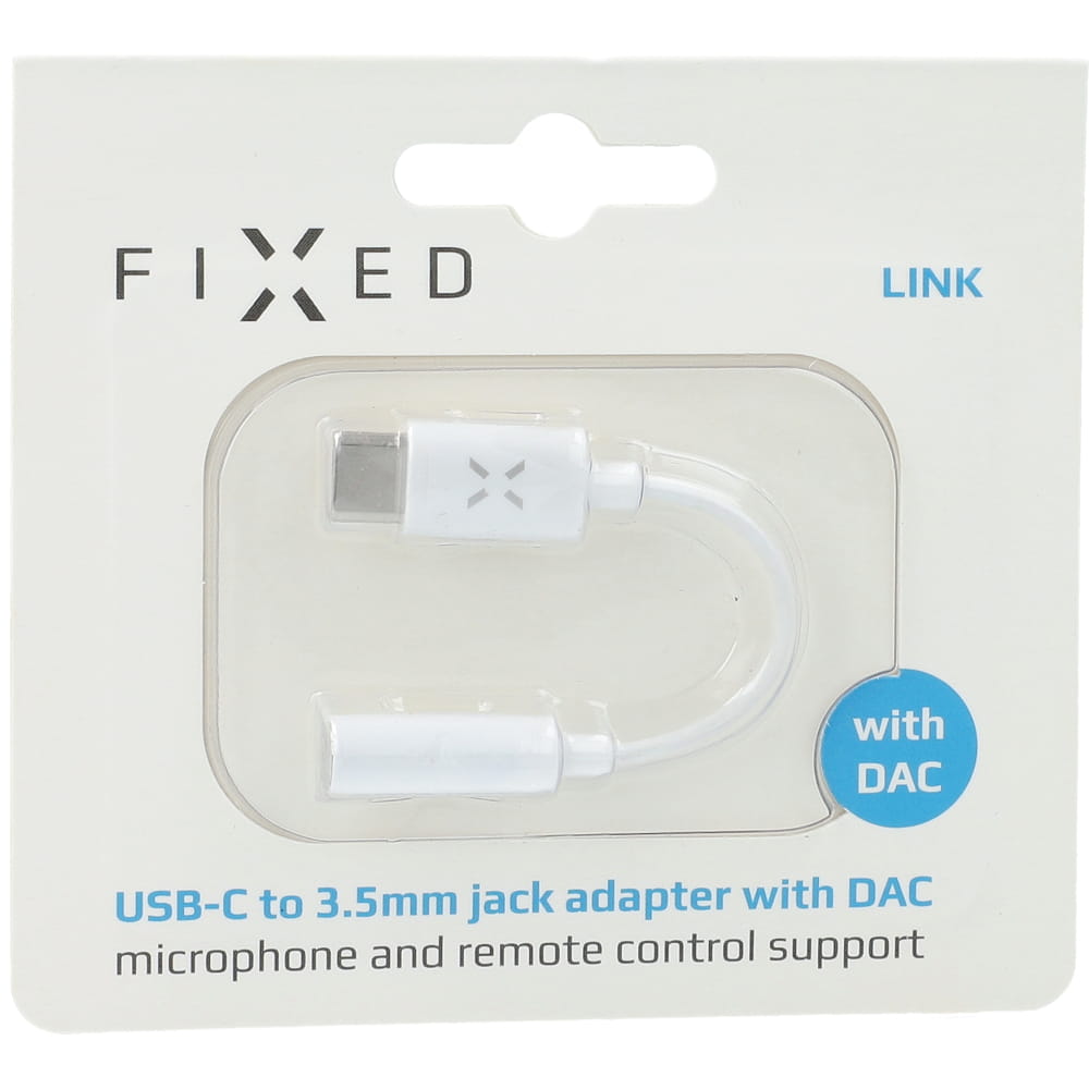 Adapter USB-C - MiniJack 3.5 mm DAC, Fixed, Weiß