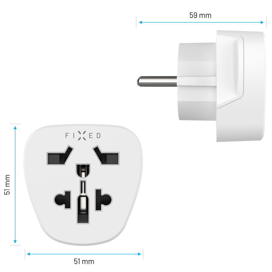 Reiseadapter Fixed EU von UK / USA / AUS auf Europa Schuko, Weiß