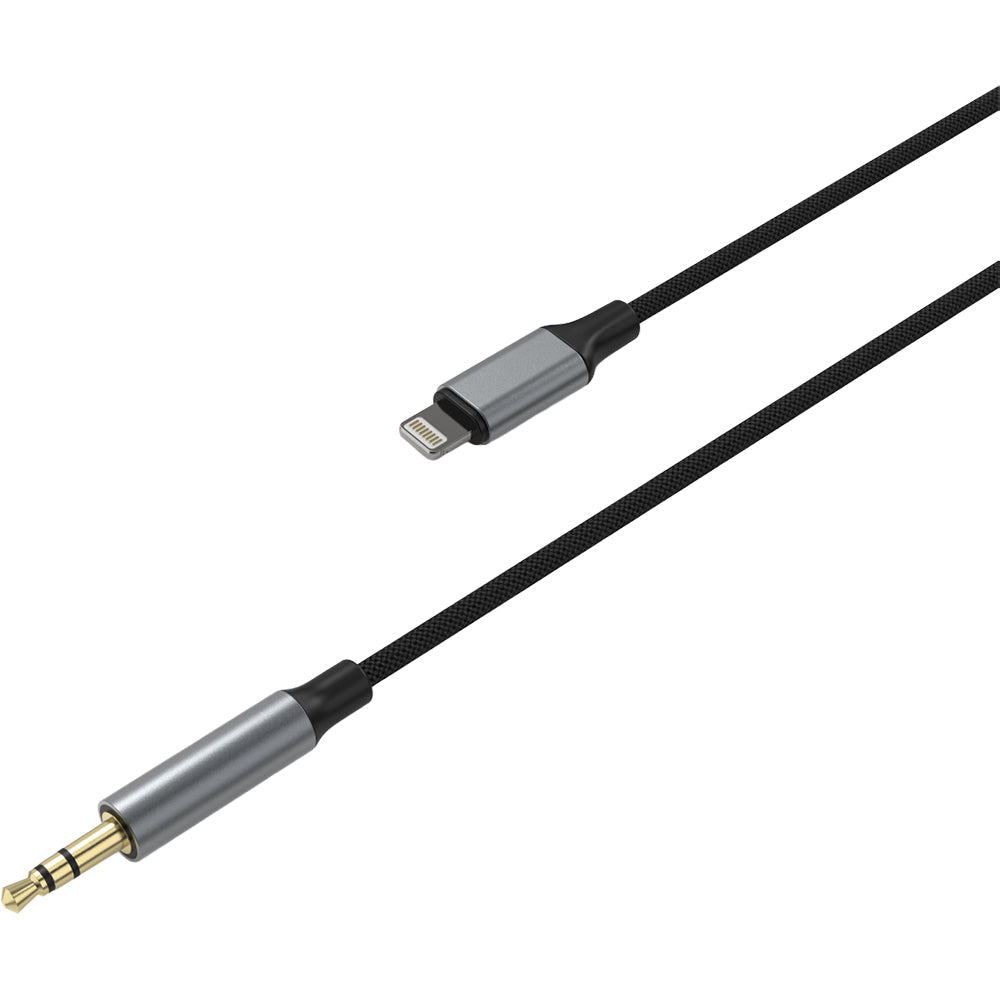 Adapter Audio Lightning (Stecker) auf 3.5 mm Klinke (Stecker), Fixed Link, 1.5 m, Dunkelgrau