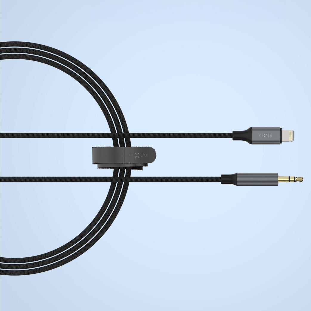 Adapter Audio Lightning (Stecker) auf 3.5 mm Klinke (Stecker), Fixed Link, 1.5 m, Dunkelgrau