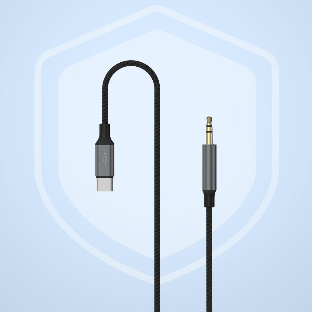Adapter Audio USB-C (Stecker) auf 3.5 mm Klinke (Stecker), Fixed Link, 1.5 m, Dunkelgrau