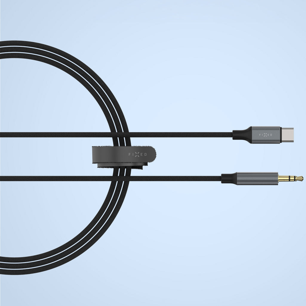 Adapter Audio USB-C (Stecker) auf 3.5 mm Klinke (Stecker), Fixed Link, 1.5 m, Dunkelgrau