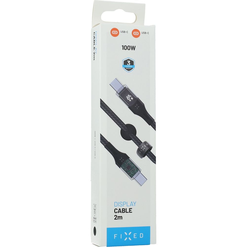 Kabel mit Display USB-C PD 3.0 100W 5A, Fixed Display, 2 m, Schwarz