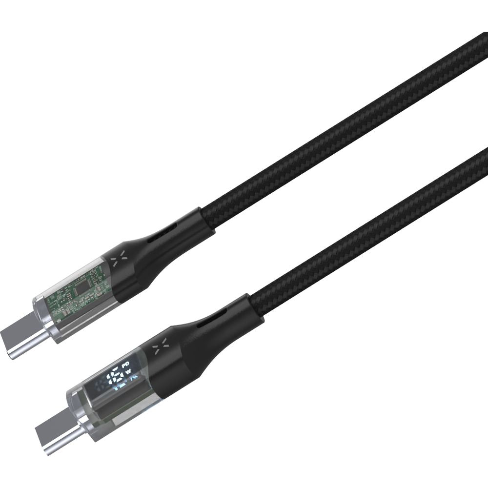 Kabel mit Display USB-C PD 3.0 100W 5A, Fixed Display, 2 m, Schwarz