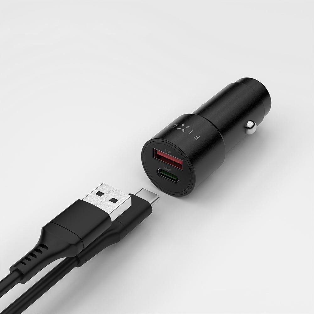 Autoladegerät mit USB-C PD 3.0 und USB-A, 63W, Fixed Car Charger, Schwarz