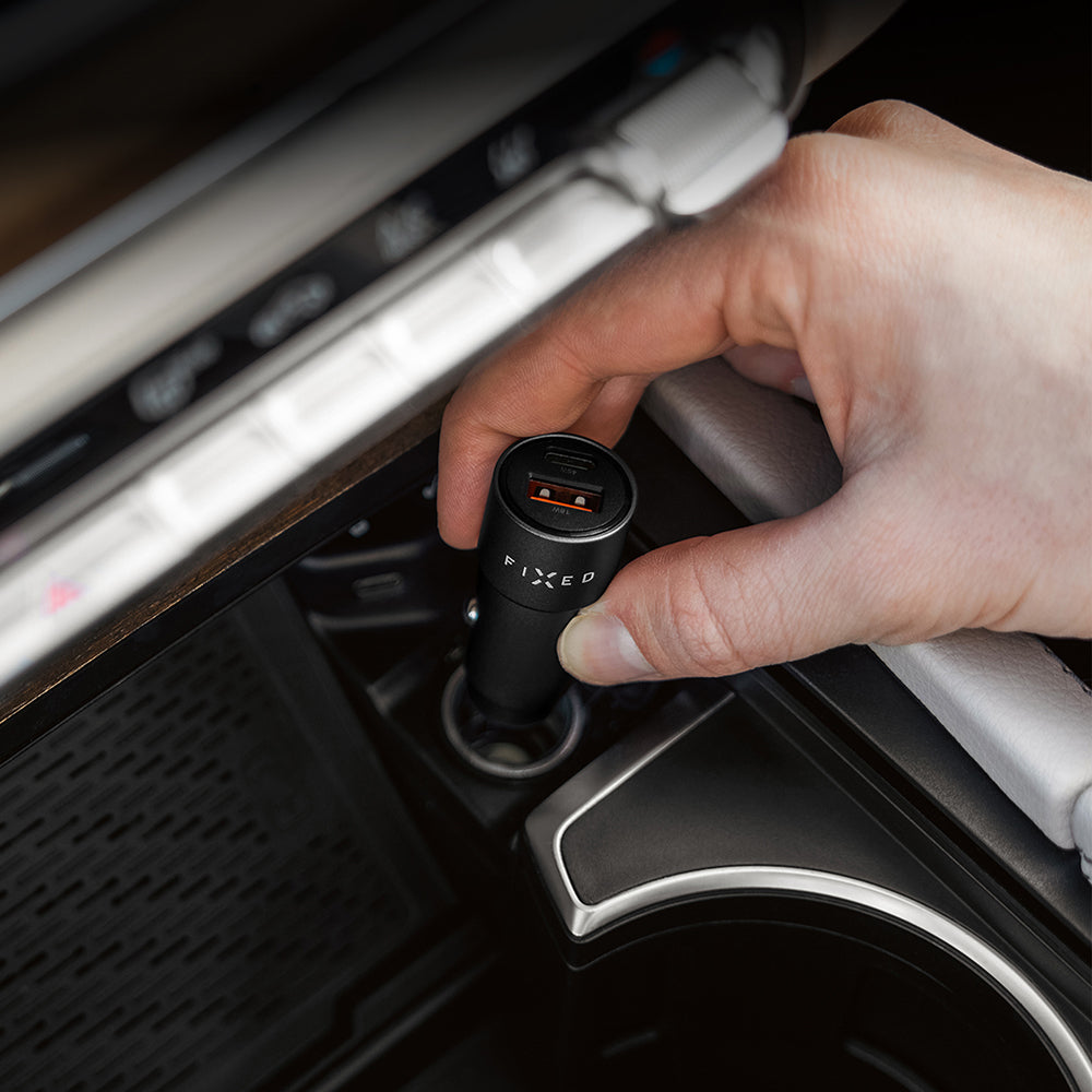 Autoladegerät mit USB-C PD 3.0 und USB-A, 63W, Fixed Car Charger, Schwarz
