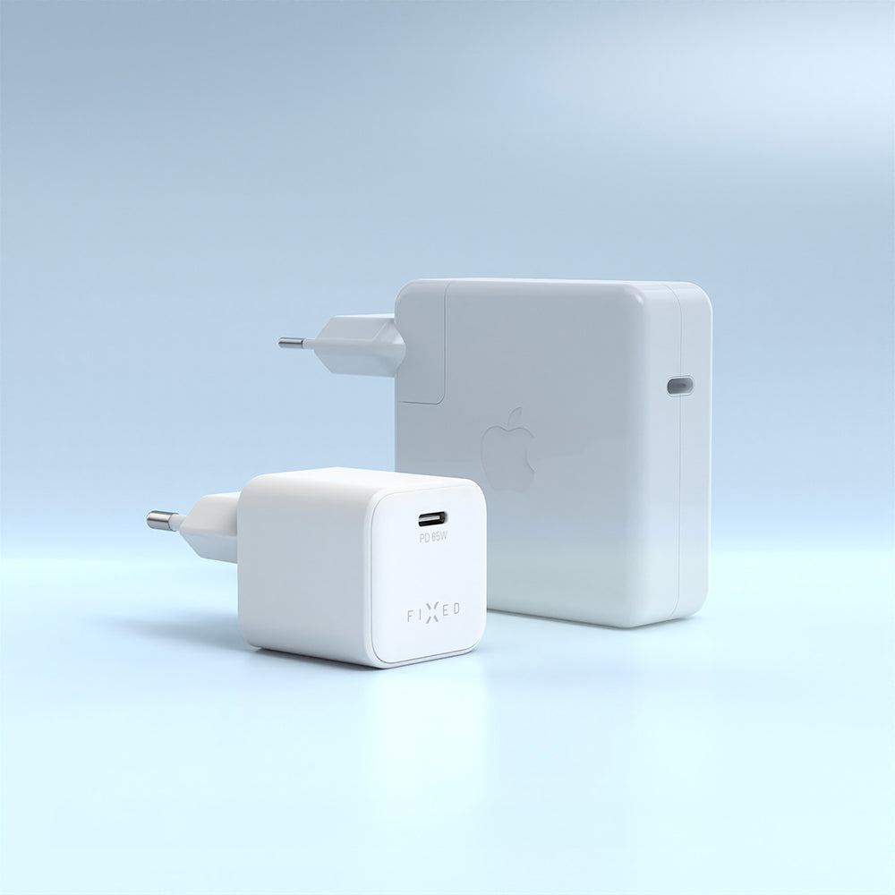 Netzladegerät GaN USB-C mit PD 3.0 und PPS, 65W, Fixed Mini, inkl. 2m USB-C Kabel, Weiß
