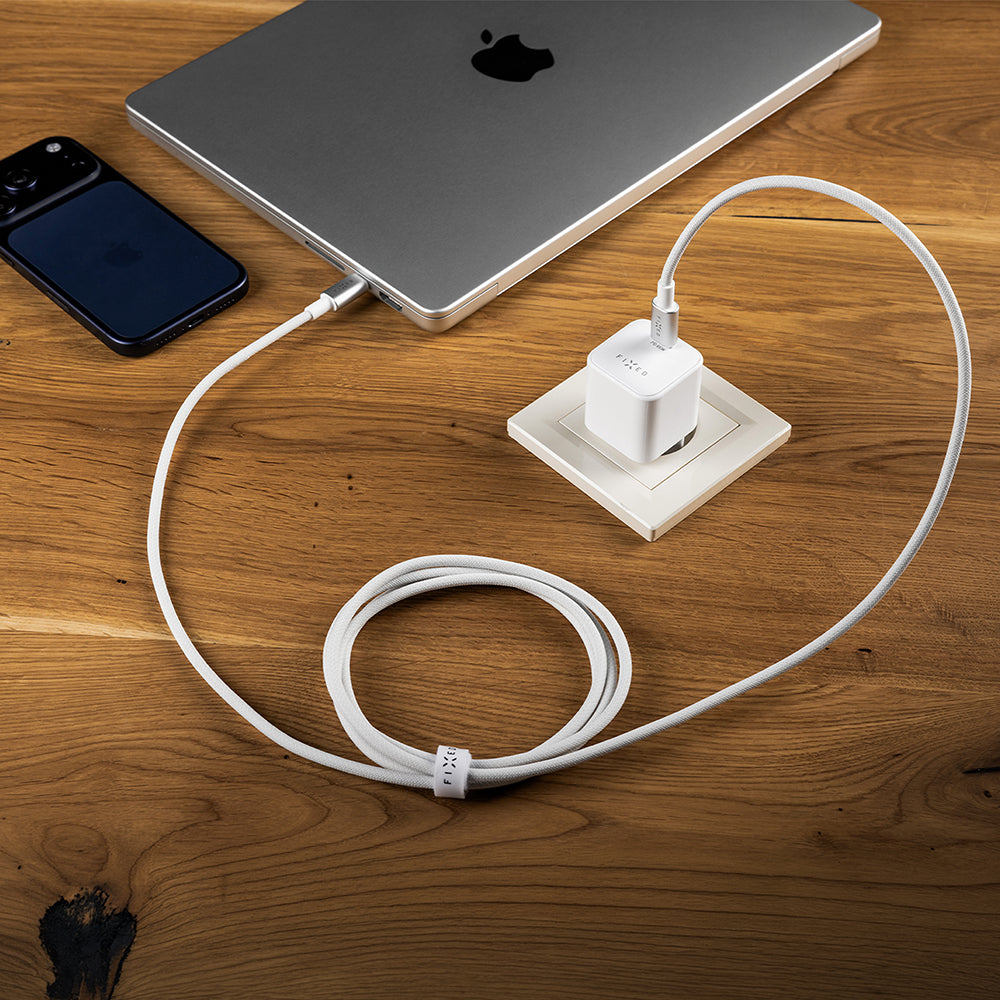 Netzladegerät GaN USB-C mit PD 3.0 und PPS, 65W, Fixed Mini, inkl. 2m USB-C Kabel, Weiß
