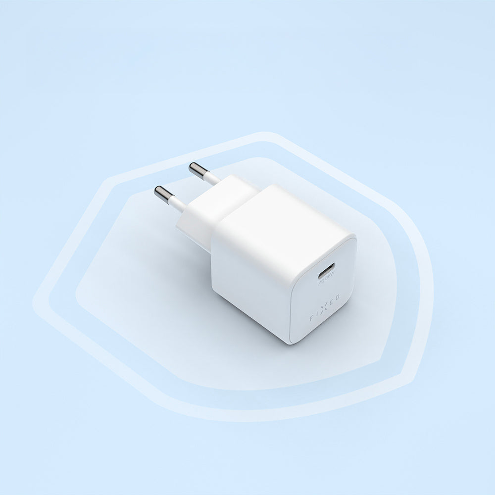 Netzladegerät GaN USB-C mit PD 3.0 und PPS, 65W, Fixed Mini, inkl. 2m USB-C Kabel, Weiß