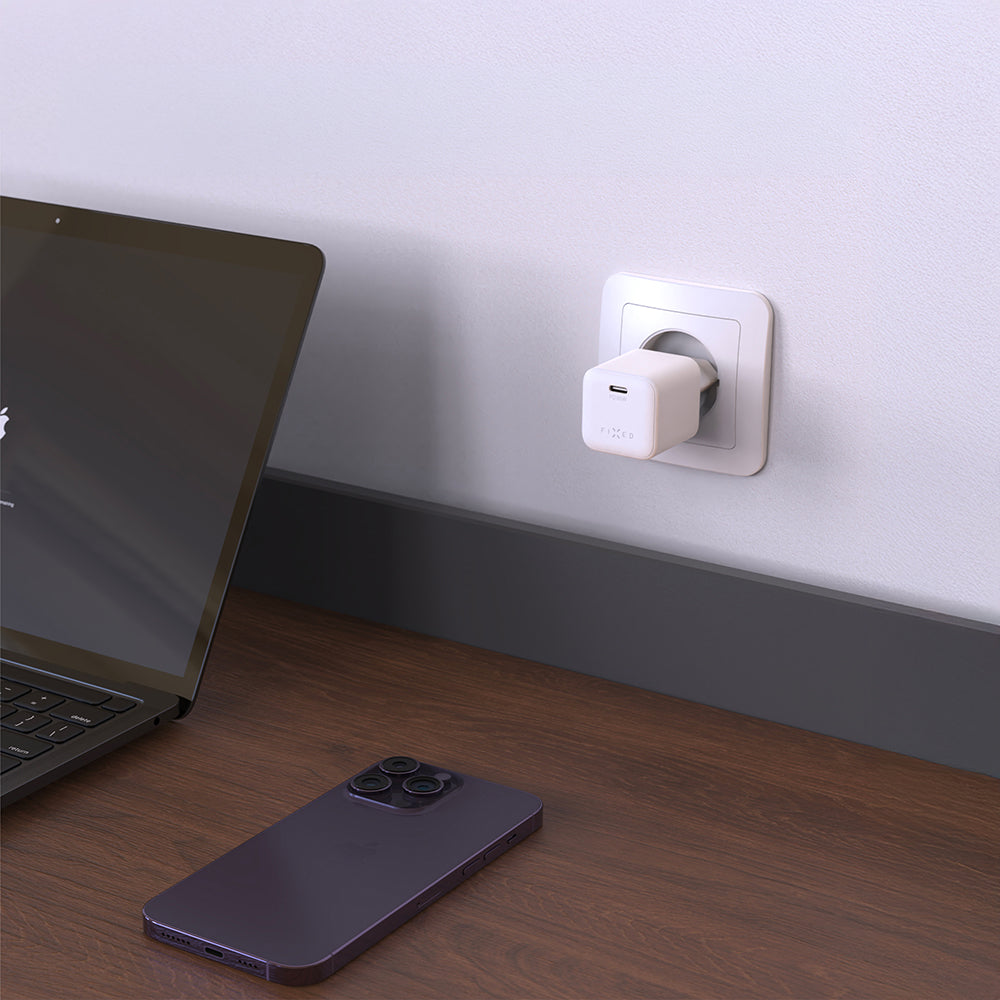 Netzladegerät GaN USB-C mit PD 3.0 und PPS, 65W, Fixed Mini, inkl. 2m USB-C Kabel, Weiß