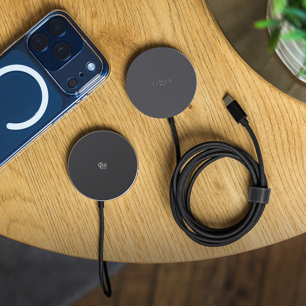 Induktionsladegerät mit Qi2.2 25W für MagSafe, Fixed Charger MagPad Slim, Dunkelgrau
