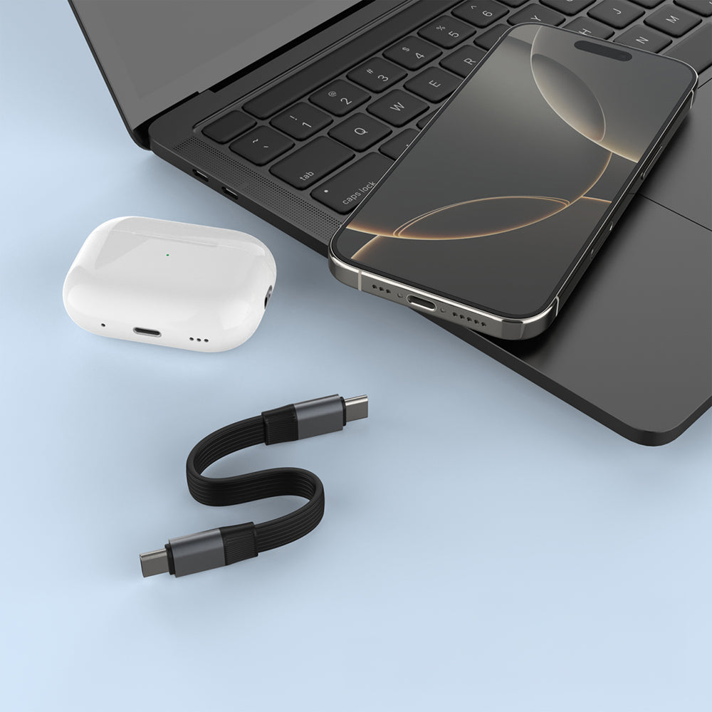 Kabel USB-C auf USB-C 240W PD, 4K 60Hz, USB 3.2 Gen 2, Fixed Clip Cable, mit Karabiner, Schwarz