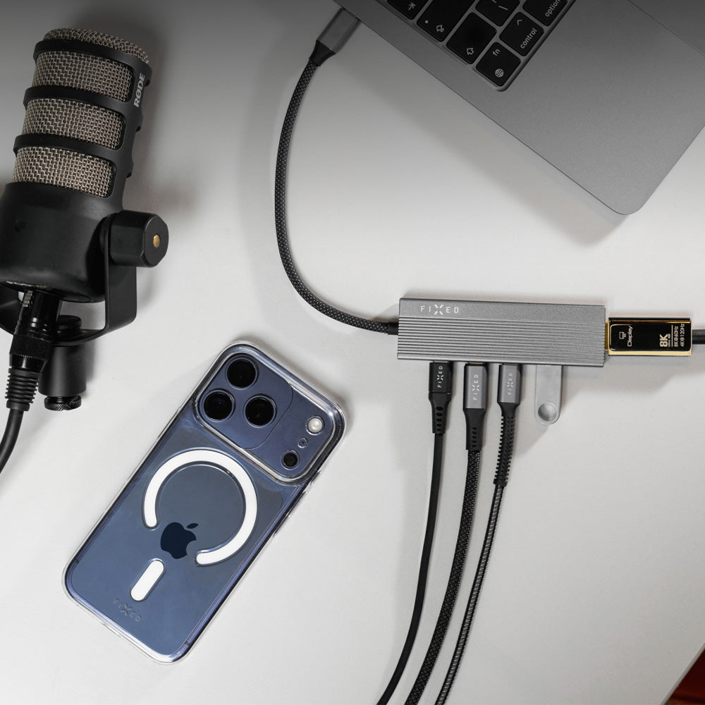 Hub, Adapter USB-C 100W PD 3.0, 2x USB-C 2.0 480 Mbps, USB-A 3.0, HDMI 4K/60Hz, Grau