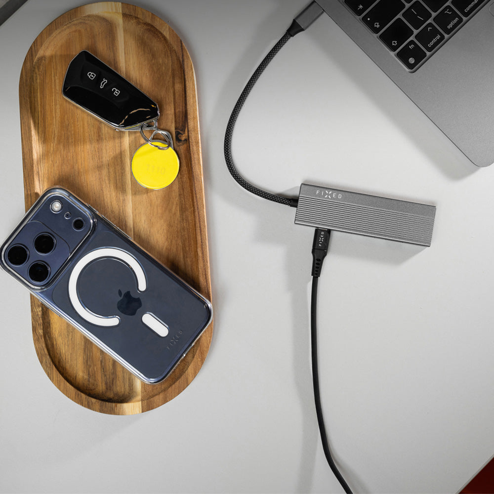 Hub, Adapter USB-C 100W PD 3.0, 2x USB-C 2.0 480 Mbps, USB-A 3.0, HDMI 4K/60Hz, Grau