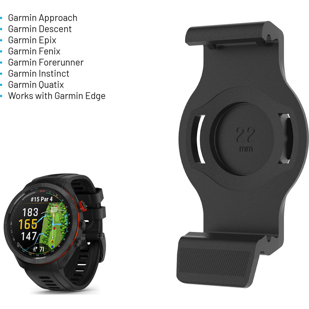 Halterung für Fahrrad und Motorrad für Garmin Smartwatch 22 mm, Fixed Dock, Schwarz