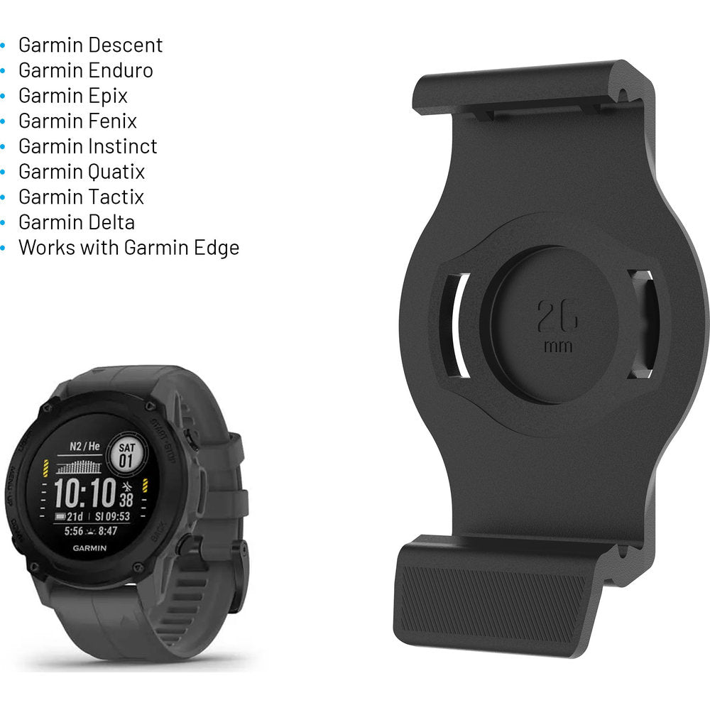Halterung für Fahrrad und Motorrad für Garmin Smartwatch 26 mm, Fixed Dock, Schwarz