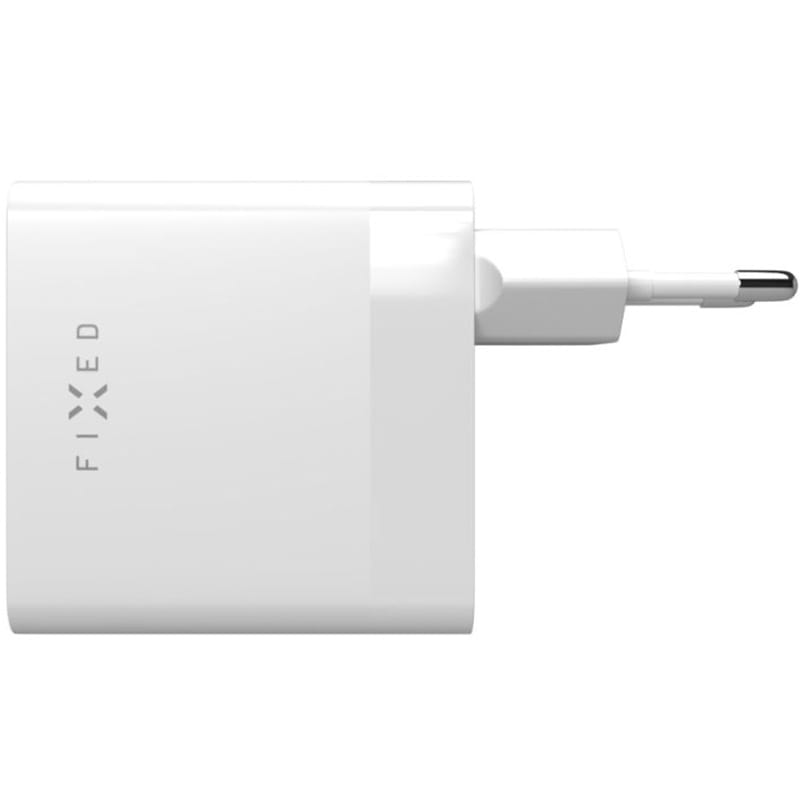 Weißes Ladegerät Fixed Dual Port, 65W PD, 2x USB-C, Seitenansicht