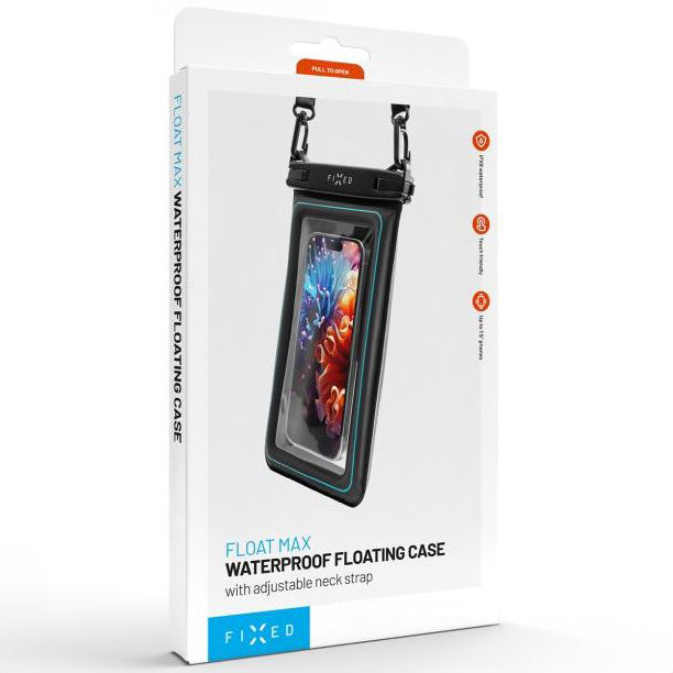 Wasserdichte Schutzhülle Fixed Float Max für Smartphone max. 7.5", Transparent-Schwarz