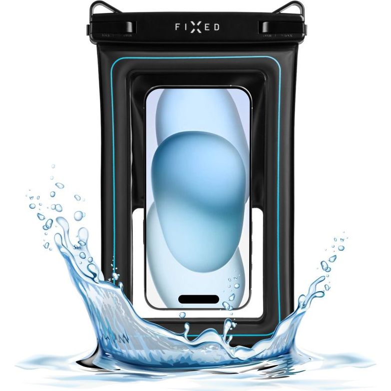 Wasserdichte Schutzhülle Fixed Float Max für Smartphone max. 7.5", Transparent-Schwarz