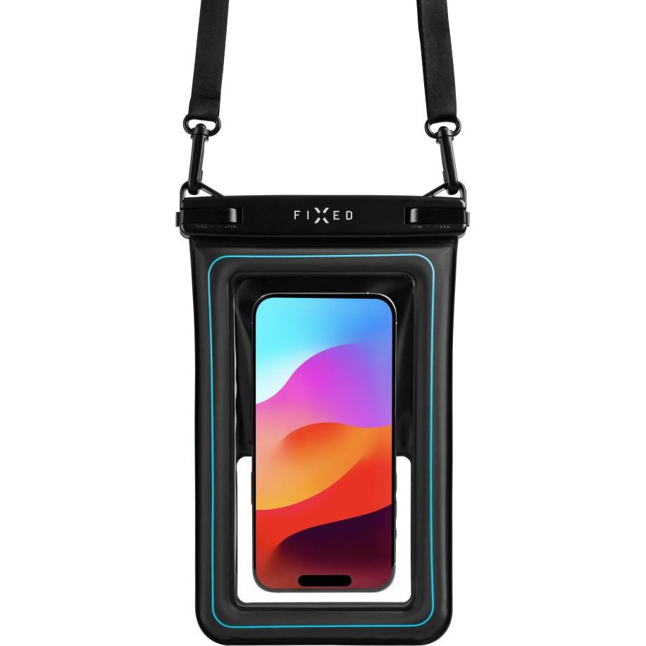 Wasserdichte Schutzhülle Fixed Float Max für Smartphone max. 7.5", Transparent-Schwarz