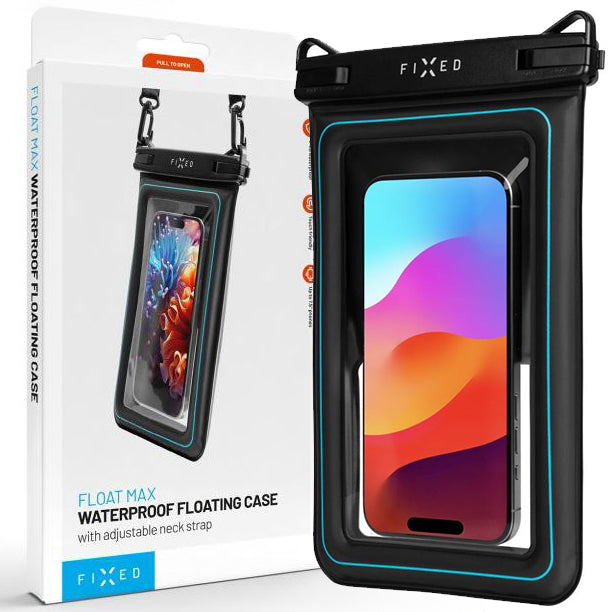 Wasserdichte Schutzhülle Fixed Float Max für Smartphone max. 7.5", Transparent-Schwarz