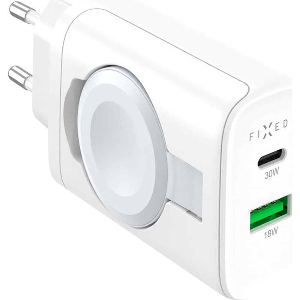 Ladegerät Fixed Power Socket USB-C / USB-A / Apple Watch 33W, Weiß