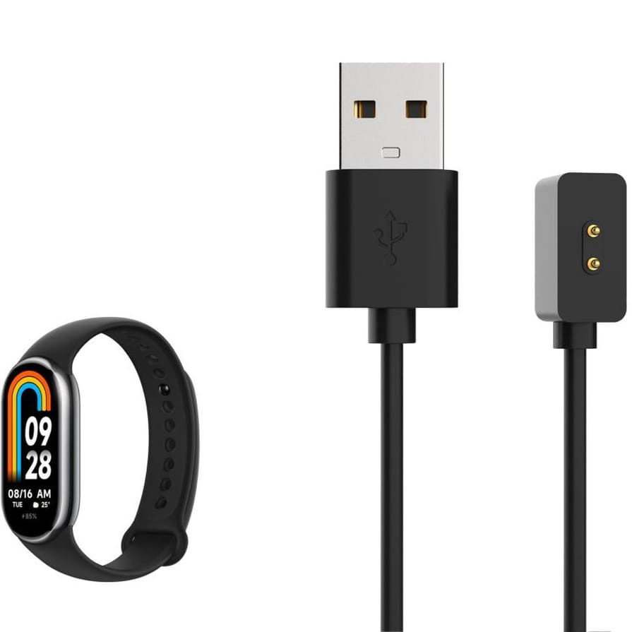 Kabel zum Aufladen USB-A zu Xiaomi Mi Band/Smart Band 8/9/Pro/Active, Fixed Charging Cable 2,5W 1m, Schwarz