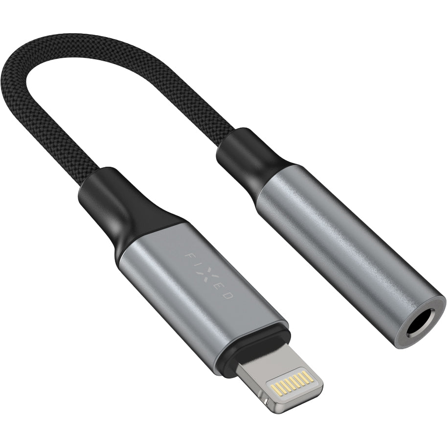 Adapter Audio Lightning (Stecker) auf 3.5 mm Klinke (Buchse), Fixed Link, Dunkelgrau