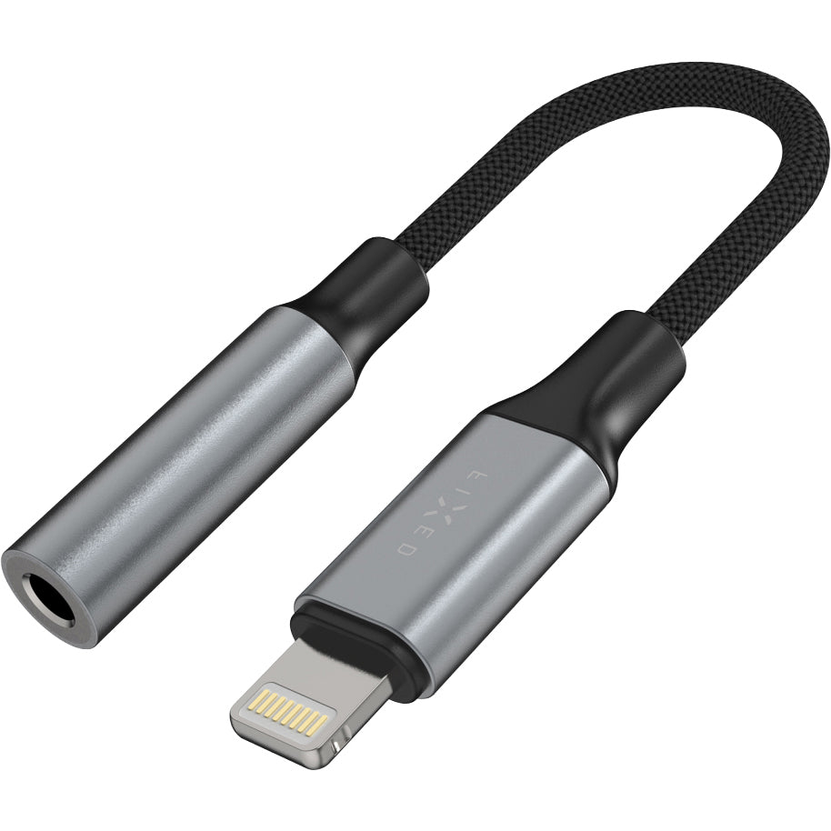 Adapter Audio Lightning (Stecker) auf 3.5 mm Klinke (Buchse), Fixed Link, Dunkelgrau