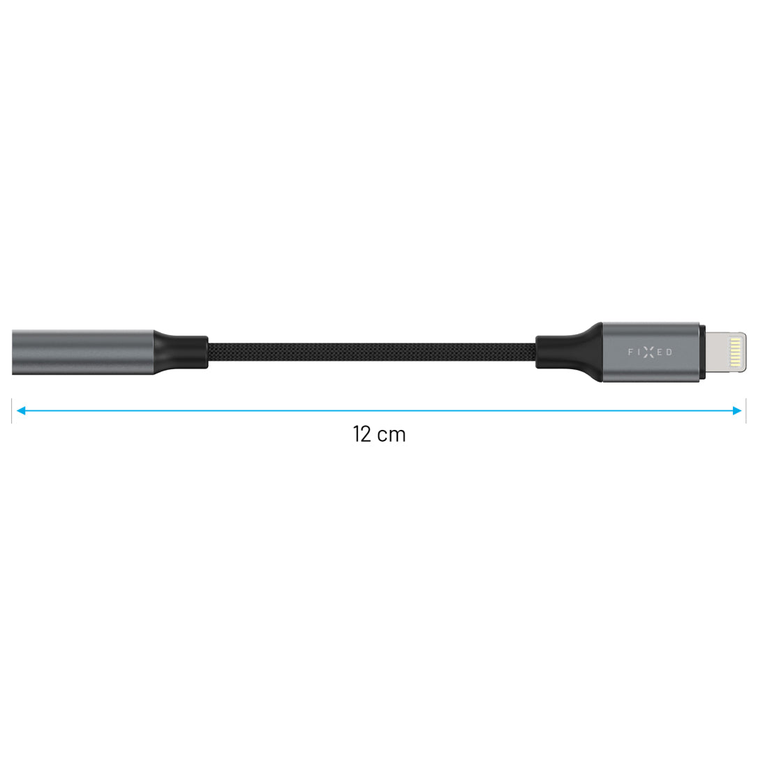 Adapter Audio Lightning (Stecker) auf 3.5 mm Klinke (Buchse), Fixed Link, Dunkelgrau