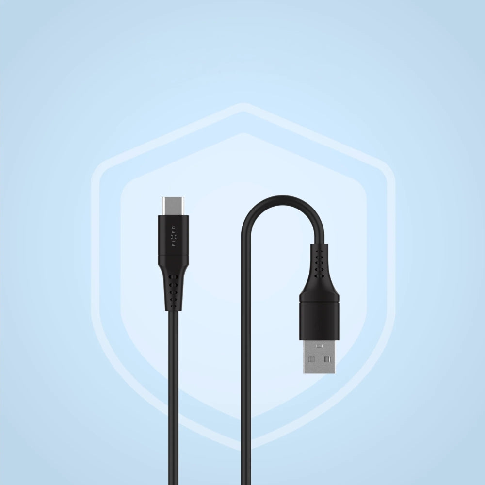 Kabel USB-A zu USB-C, Fixed Liquid Silicone, 60W, 0.3m, Schwarz