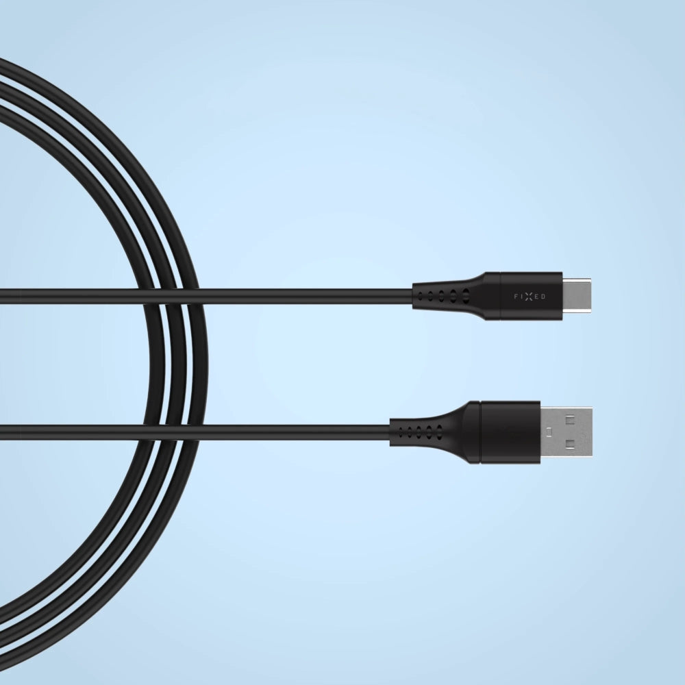Kabel USB-A zu USB-C, Fixed Liquid Silicone, 60W, 0.3m, Schwarz