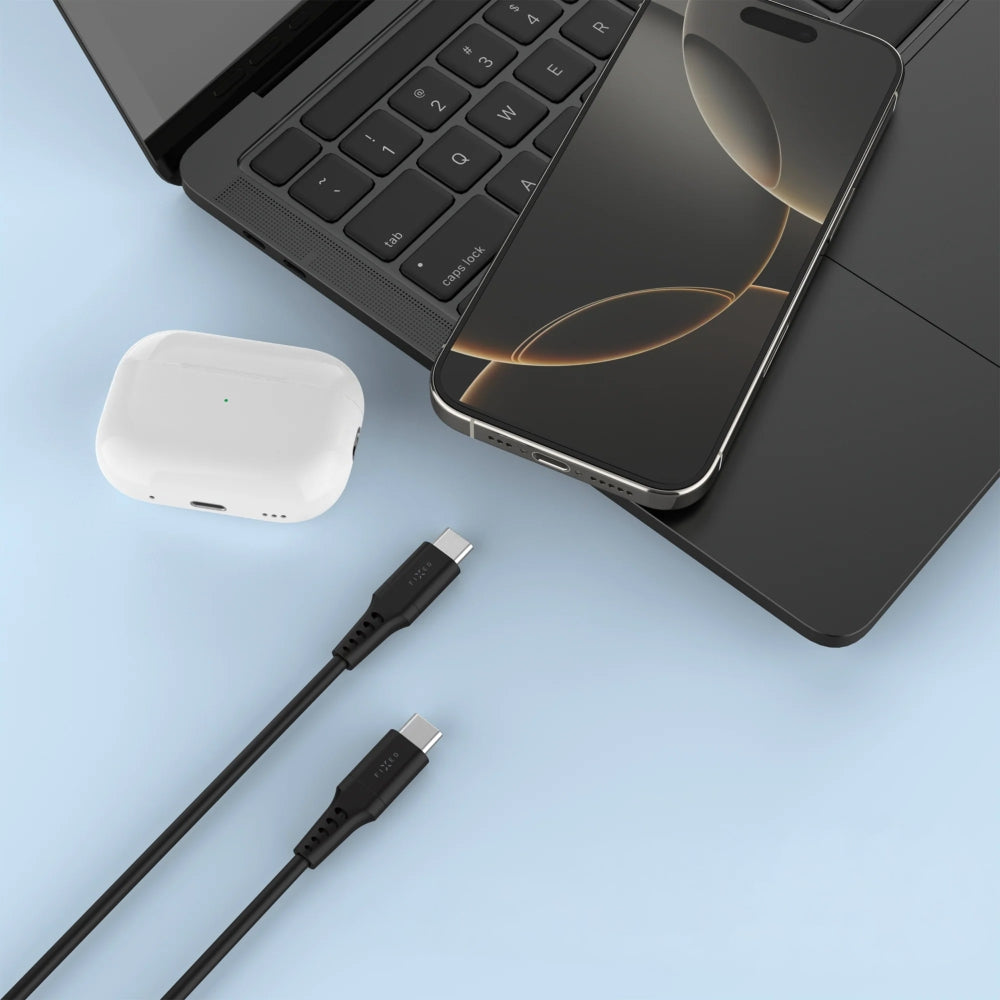 Kabel USB-C zu USB-C, Fixed Liquid Silicone, 60W, 0.3m, Schwarz