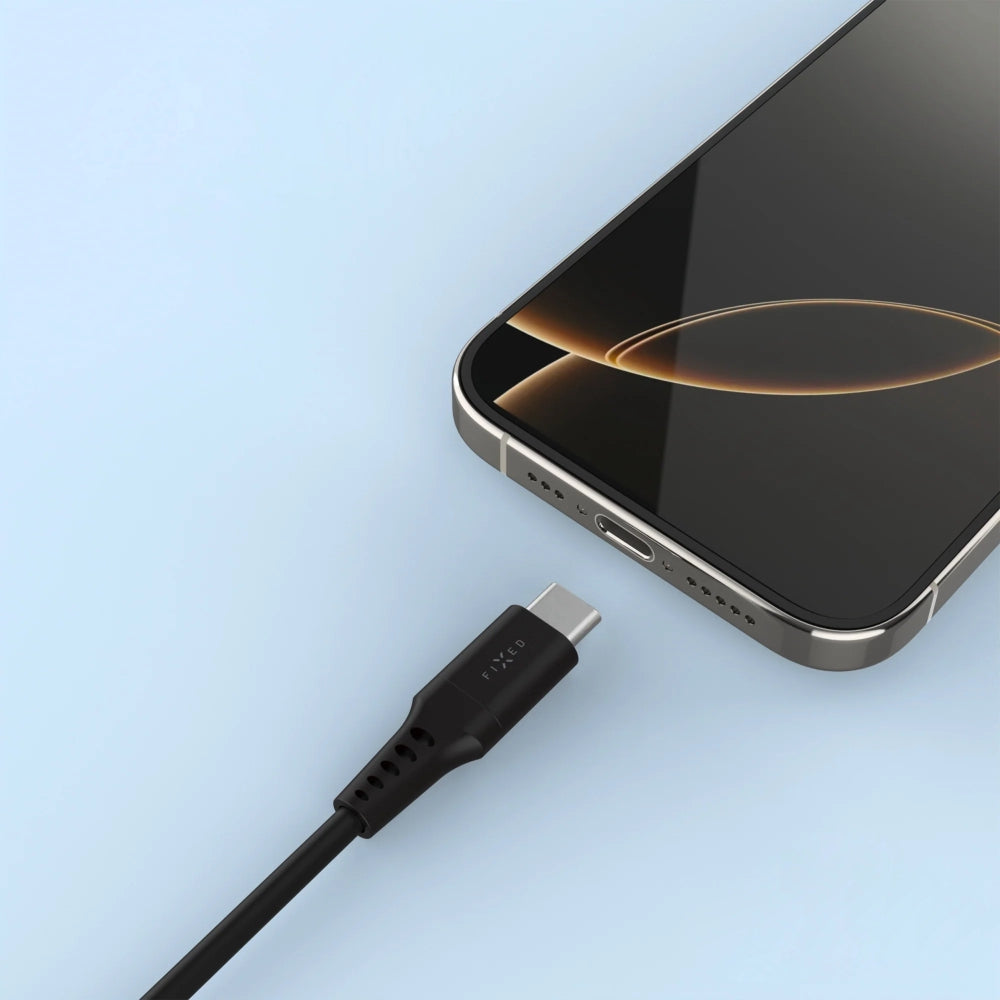 Kabel USB-C zu USB-C, Fixed Liquid Silicone, 60W, 0.3m, Schwarz