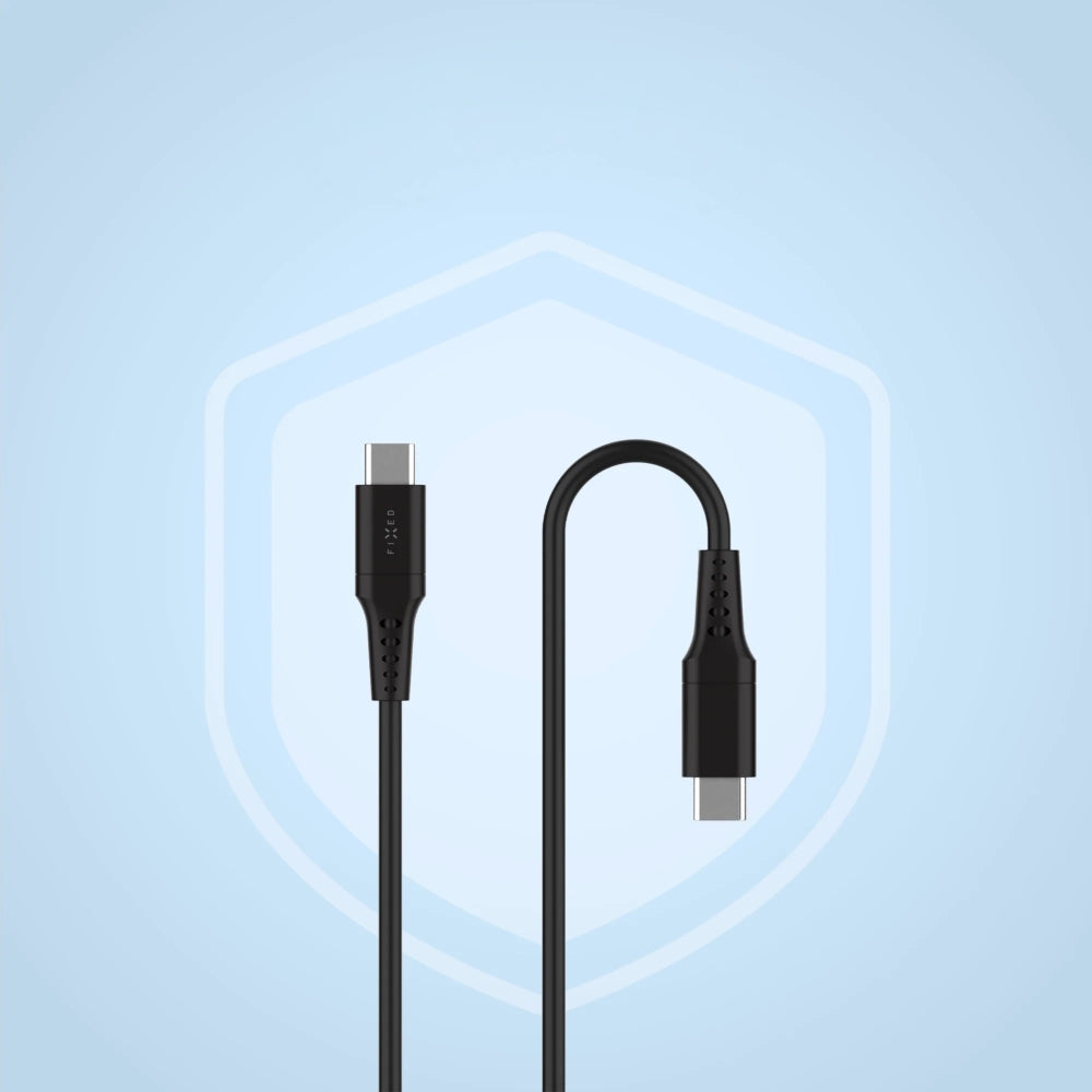 Kabel USB-C zu USB-C, Fixed Liquid Silicone, 60W, 0.3m, Schwarz