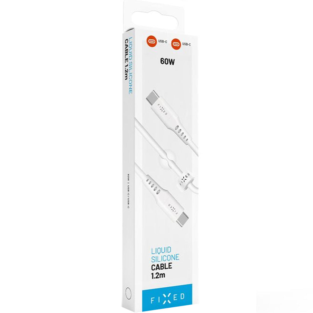 Kabel USB-C zu USB-C, Fixed Liquid Silicone. 60W, 1,2 m, Weiß