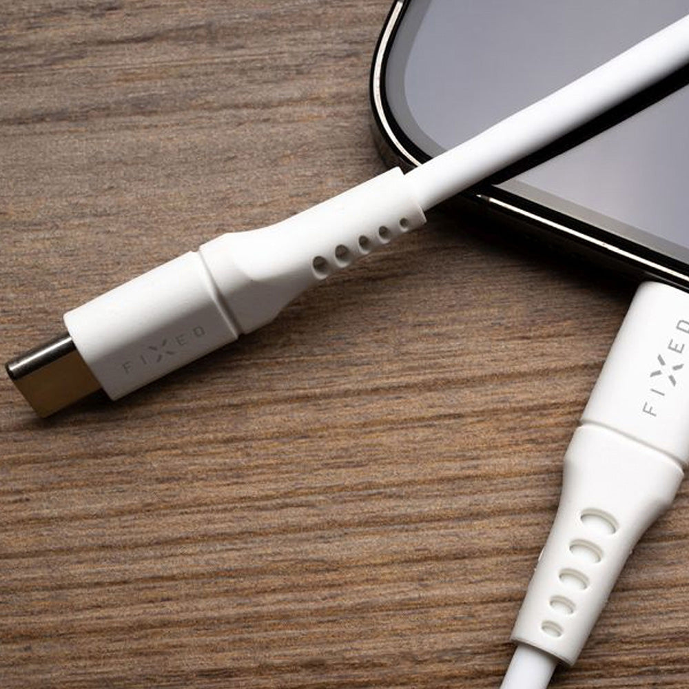Kabel USB-C zu USB-C, Fixed Liquid Silicone. 60W, 1,2 m, Weiß