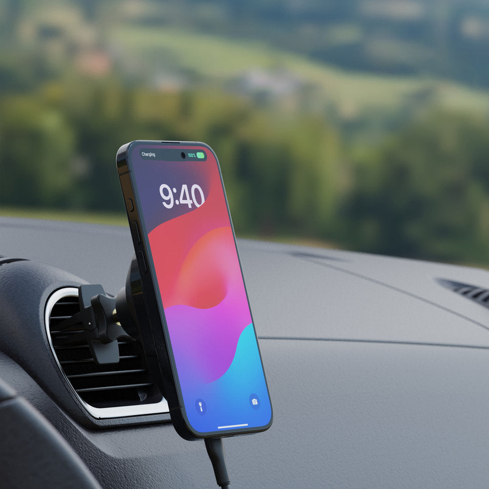 Autohalterung mit Ladefunktion Qi2 15W, mit MagSafe für das Lüftungsgitter, Fixed Mag Air, Schwarz